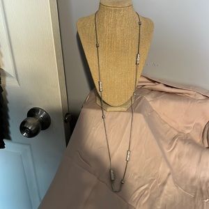 Lia Sophia 36” silver and crystal necklace